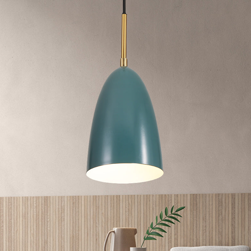 Bullet Head Metal Pendant Ceiling Light Macaron 1 Light Green Suspended Lighting Fixture Green Clearhalo 'Ceiling Lights' 'Modern Pendants' 'Modern' 'Pendant Lights' 'Pendants' Lighting' 1456661