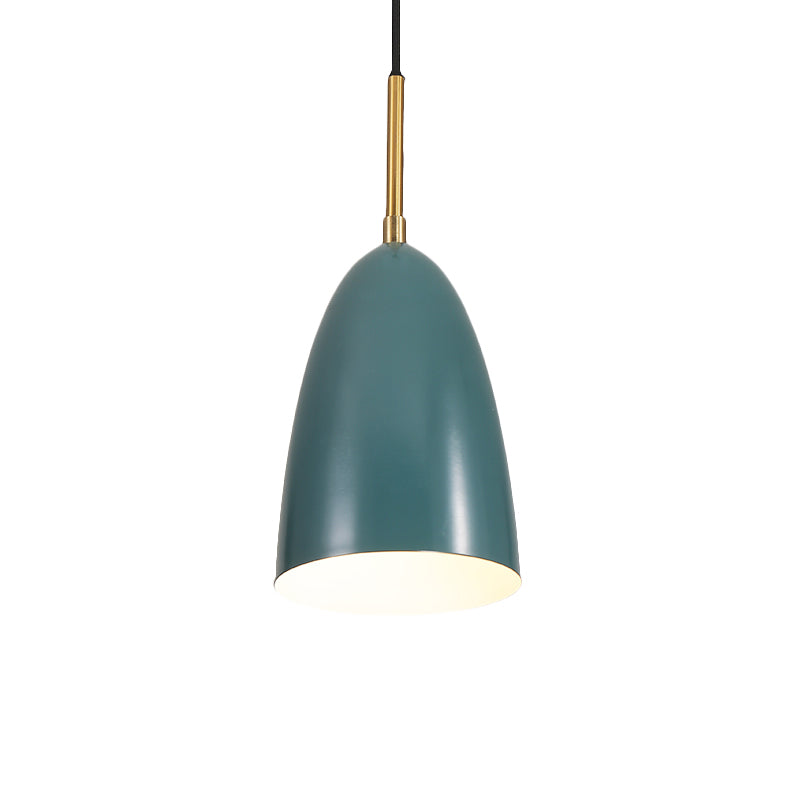 Bullet Head Metal Pendant Ceiling Light Macaron 1 Light Green Suspended Lighting Fixture Clearhalo 'Ceiling Lights' 'Modern Pendants' 'Modern' 'Pendant Lights' 'Pendants' Lighting' 1456663