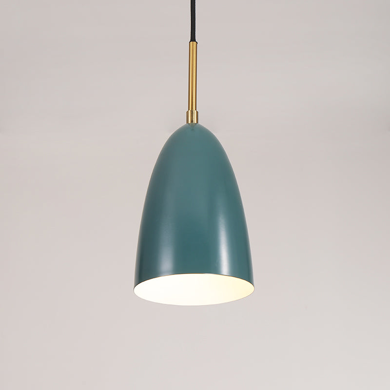 Bullet Head Metal Pendant Ceiling Light Macaron 1 Light Green Suspended Lighting Fixture Clearhalo 'Ceiling Lights' 'Modern Pendants' 'Modern' 'Pendant Lights' 'Pendants' Lighting' 1456664