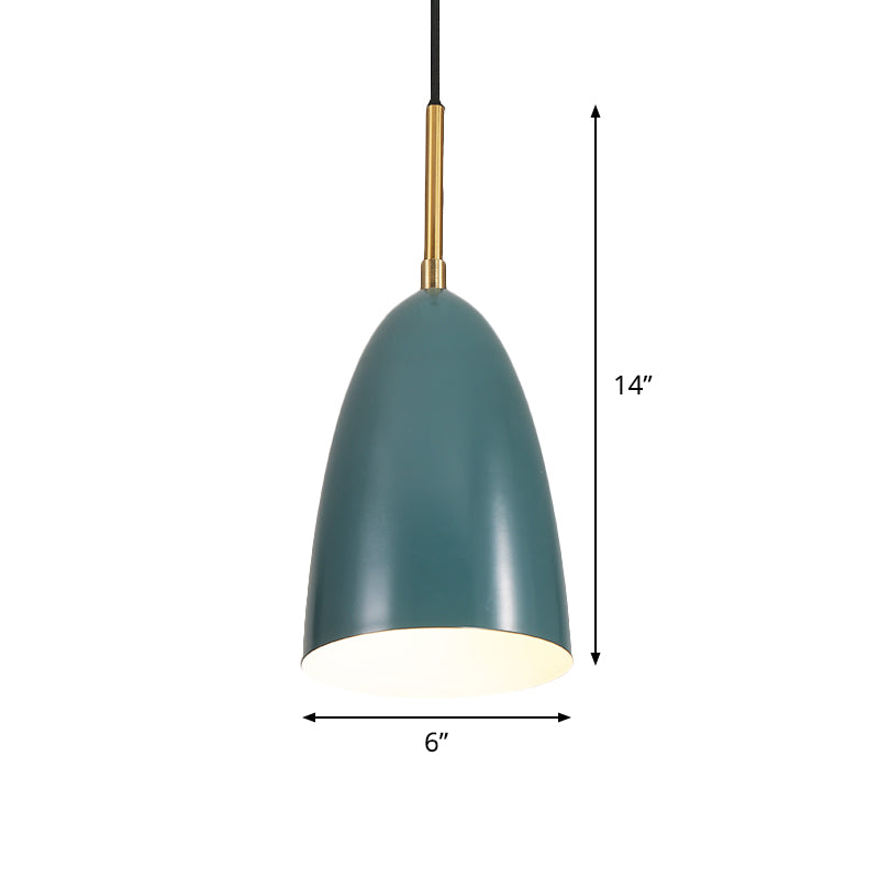 Bullet Head Metal Pendant Ceiling Light Macaron 1 Light Green Suspended Lighting Fixture Clearhalo 'Ceiling Lights' 'Modern Pendants' 'Modern' 'Pendant Lights' 'Pendants' Lighting' 1456665