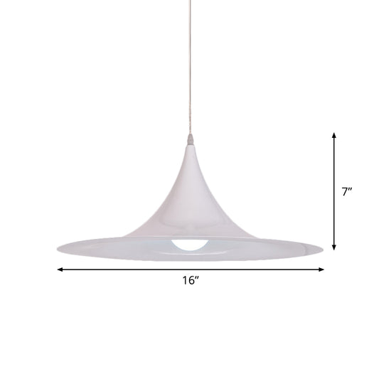 White Trumpet Pendant Light Minimalism 1 Bulb Aluminum Hanging Ceiling Light for Dining Room Clearhalo 'Ceiling Lights' 'Modern Pendants' 'Modern' 'Pendant Lights' 'Pendants' Lighting' 1456684