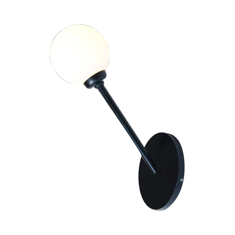 Modern Style Global Wall Lighting White Glass 1 Bulb Dining Room Wall Mounted Lamp in Black Clearhalo 'Cast Iron' 'Glass' 'Industrial' 'Modern wall lights' 'Modern' 'Tiffany' 'Traditional wall lights' 'Wall Lamps & Sconces' 'Wall Lights' Lighting' 145669