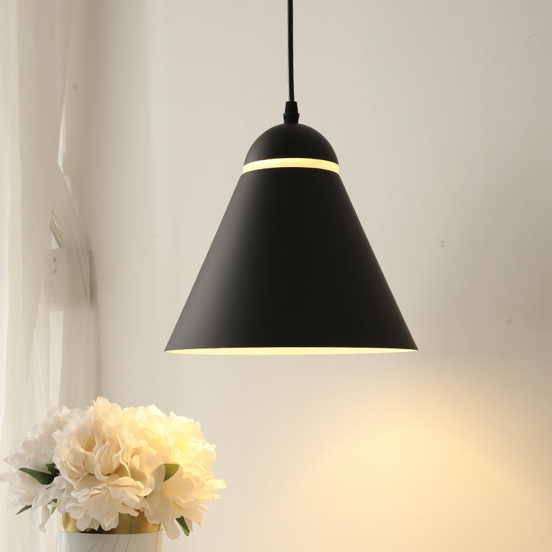 Sliced Cone Hanging Light Fixture Simplicity Metallic 1 Light Matte Black Drop Pendant Black Clearhalo 'Ceiling Lights' 'Modern Pendants' 'Modern' 'Pendant Lights' 'Pendants' Lighting' 1456690