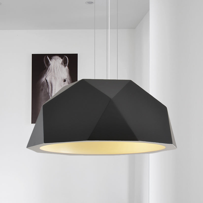 Faceted Hemispherical Hanging Lamp Simple Resin Single Guest Room Pendant Light Kit in Black/Grey Black Clearhalo 'Ceiling Lights' 'Modern Pendants' 'Modern' 'Pendant Lights' 'Pendants' Lighting' 1456695