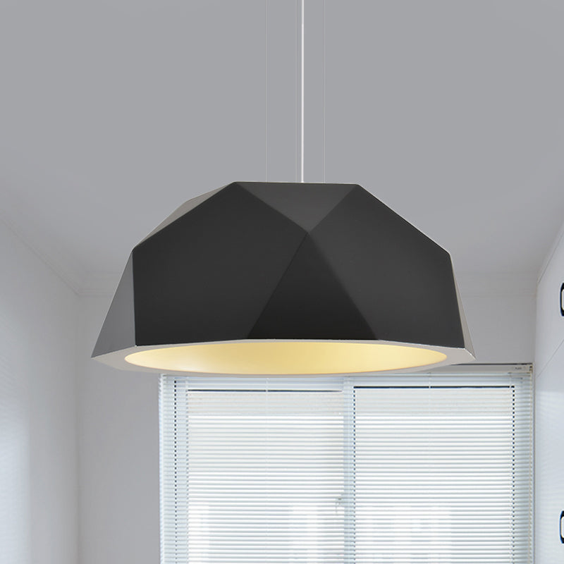 Faceted Hemispherical Hanging Lamp Simple Resin Single Guest Room Pendant Light Kit in Black/Grey Clearhalo 'Ceiling Lights' 'Modern Pendants' 'Modern' 'Pendant Lights' 'Pendants' Lighting' 1456696