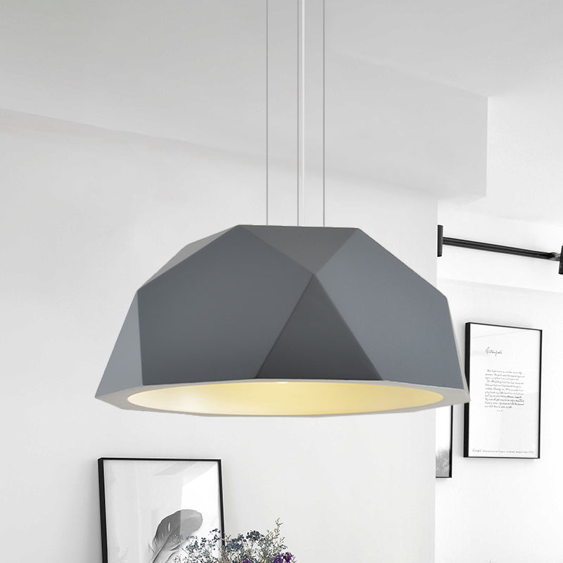 Faceted Hemispherical Hanging Lamp Simple Resin Single Guest Room Pendant Light Kit in Black/Grey Grey Clearhalo 'Ceiling Lights' 'Modern Pendants' 'Modern' 'Pendant Lights' 'Pendants' Lighting' 1456700