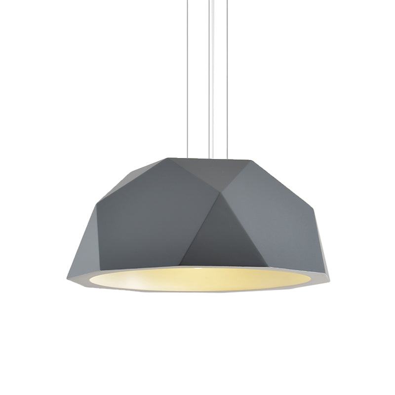 Faceted Hemispherical Hanging Lamp Simple Resin Single Guest Room Pendant Light Kit in Black/Grey Clearhalo 'Ceiling Lights' 'Modern Pendants' 'Modern' 'Pendant Lights' 'Pendants' Lighting' 1456702