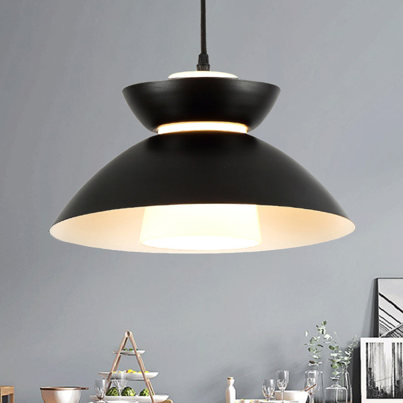 Iron Flare Pendant Lighting Simple 1 Bulb Black/Coffee Suspension Lamp with Interior Matte Glass Shade Clearhalo 'Ceiling Lights' 'Modern Pendants' 'Modern' 'Pendant Lights' 'Pendants' Lighting' 1456710