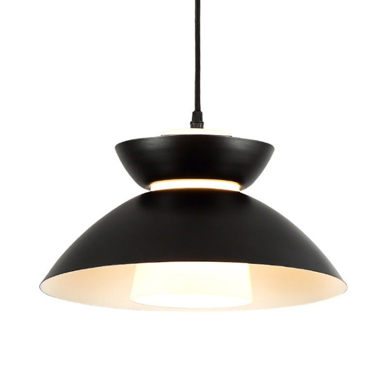 Iron Flare Pendant Lighting Simple 1 Bulb Black/Coffee Suspension Lamp with Interior Matte Glass Shade Clearhalo 'Ceiling Lights' 'Modern Pendants' 'Modern' 'Pendant Lights' 'Pendants' Lighting' 1456711