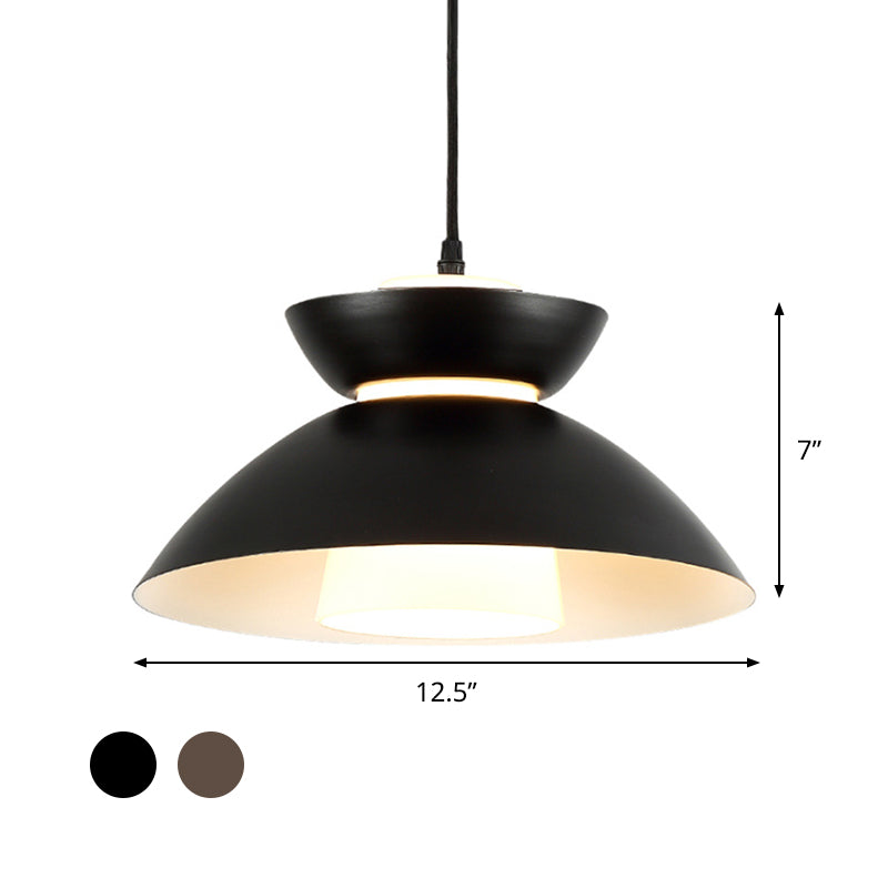 Iron Flare Pendant Lighting Simple 1 Bulb Black/Coffee Suspension Lamp with Interior Matte Glass Shade Clearhalo 'Ceiling Lights' 'Modern Pendants' 'Modern' 'Pendant Lights' 'Pendants' Lighting' 1456713