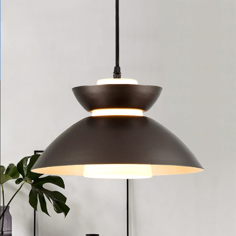 Iron Flare Pendant Lighting Simple 1 Bulb Black/Coffee Suspension Lamp with Interior Matte Glass Shade Coffee Clearhalo 'Ceiling Lights' 'Modern Pendants' 'Modern' 'Pendant Lights' 'Pendants' Lighting' 1456714