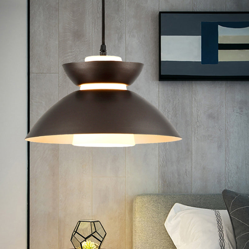 Iron Flare Pendant Lighting Simple 1 Bulb Black/Coffee Suspension Lamp with Interior Matte Glass Shade Clearhalo 'Ceiling Lights' 'Modern Pendants' 'Modern' 'Pendant Lights' 'Pendants' Lighting' 1456715