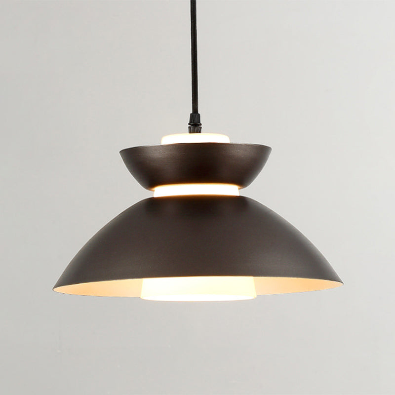 Iron Flare Pendant Lighting Simple 1 Bulb Black/Coffee Suspension Lamp with Interior Matte Glass Shade Clearhalo 'Ceiling Lights' 'Modern Pendants' 'Modern' 'Pendant Lights' 'Pendants' Lighting' 1456717