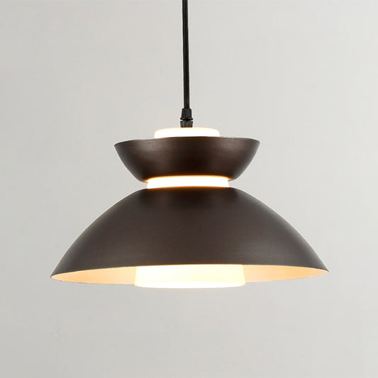 Iron Flare Pendant Lighting Simple 1 Bulb Black/Coffee Suspension Lamp with Interior Matte Glass Shade Clearhalo 'Ceiling Lights' 'Modern Pendants' 'Modern' 'Pendant Lights' 'Pendants' Lighting' 1456717