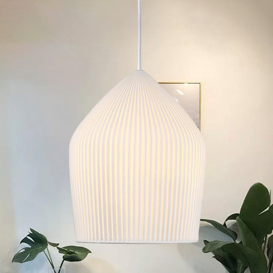 Simple Single Suspension Pendant Light Prismatic Glass White Cloche Hanging Lamp Kit White Clearhalo 'Ceiling Lights' 'Modern Pendants' 'Modern' 'Pendant Lights' 'Pendants' Lighting' 1456728