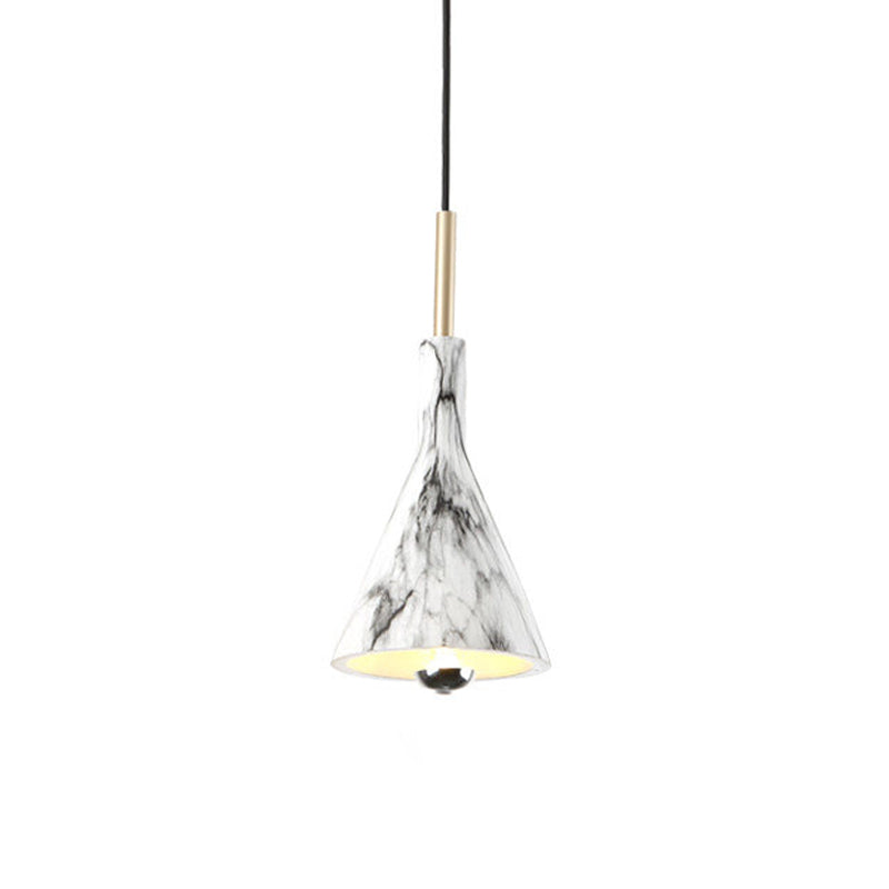 Resin Cone Shade Hanging Light Simplicity 1-Light Black and White Pendant Lighting with Marble Surface Design Clearhalo 'Ceiling Lights' 'Modern Pendants' 'Modern' 'Pendant Lights' 'Pendants' Lighting' 1456735