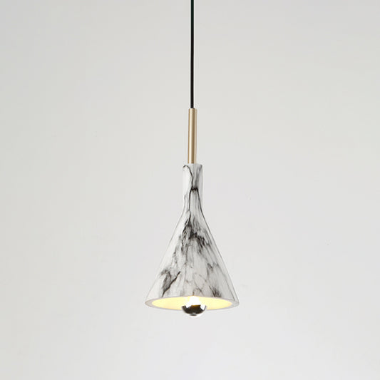 Resin Cone Shade Hanging Light Simplicity 1-Light Black and White Pendant Lighting with Marble Surface Design Clearhalo 'Ceiling Lights' 'Modern Pendants' 'Modern' 'Pendant Lights' 'Pendants' Lighting' 1456736