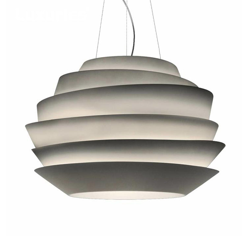 6 Tiers Bistro Pendant Lighting Metallic 3 Bulbs Modern Creative Hanging Chandelier in White Clearhalo 'Ceiling Lights' 'Chandeliers' 'Modern Chandeliers' 'Modern' Lighting' 1456750