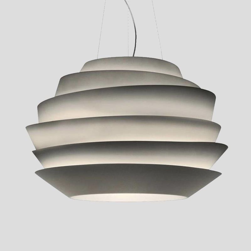 6 Tiers Bistro Pendant Lighting Metallic 3 Bulbs Modern Creative Hanging Chandelier in White Clearhalo 'Ceiling Lights' 'Chandeliers' 'Modern Chandeliers' 'Modern' Lighting' 1456751