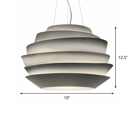 6 Tiers Bistro Pendant Lighting Metallic 3 Bulbs Modern Creative Hanging Chandelier in White Clearhalo 'Ceiling Lights' 'Chandeliers' 'Modern Chandeliers' 'Modern' Lighting' 1456752