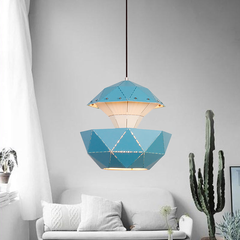 Iron Sailboat Laser-Cut Hanging Lamp Macaron 1 Light Pink/Blue/White Pendant Ceiling Light for Living Room Clearhalo 'Ceiling Lights' 'Modern Pendants' 'Modern' 'Pendant Lights' 'Pendants' Lighting' 1456779