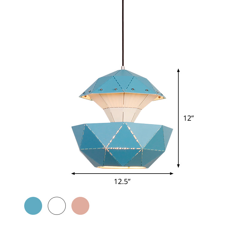 Iron Sailboat Laser-Cut Hanging Lamp Macaron 1 Light Pink/Blue/White Pendant Ceiling Light for Living Room Clearhalo 'Ceiling Lights' 'Modern Pendants' 'Modern' 'Pendant Lights' 'Pendants' Lighting' 1456782