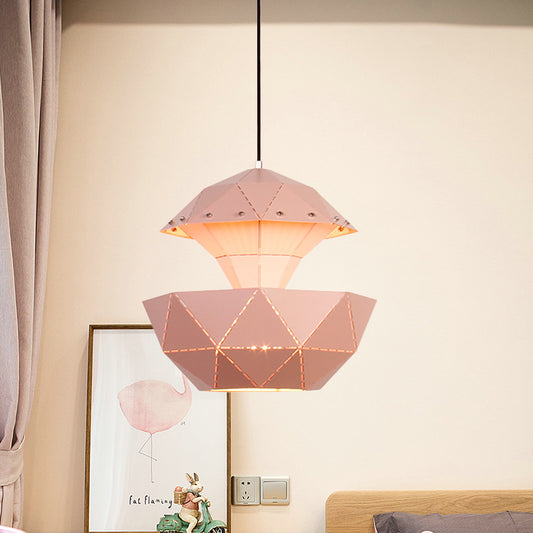 Iron Sailboat Laser-Cut Hanging Lamp Macaron 1 Light Pink/Blue/White Pendant Ceiling Light for Living Room Pink Clearhalo 'Ceiling Lights' 'Modern Pendants' 'Modern' 'Pendant Lights' 'Pendants' Lighting' 1456787