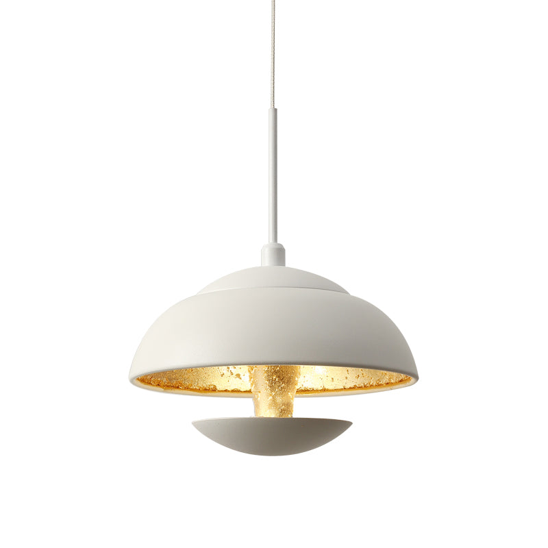 Nordic Bowled Iron Pendant Lamp LED Hanging Light Fixture in Black/White and Gold Inner over Table Clearhalo 'Ceiling Lights' 'Modern Pendants' 'Modern' 'Pendant Lights' 'Pendants' Lighting' 1456793