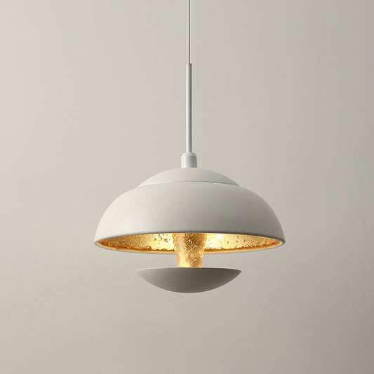 Nordic Bowled Iron Pendant Lamp LED Hanging Light Fixture in Black/White and Gold Inner over Table Clearhalo 'Ceiling Lights' 'Modern Pendants' 'Modern' 'Pendant Lights' 'Pendants' Lighting' 1456794