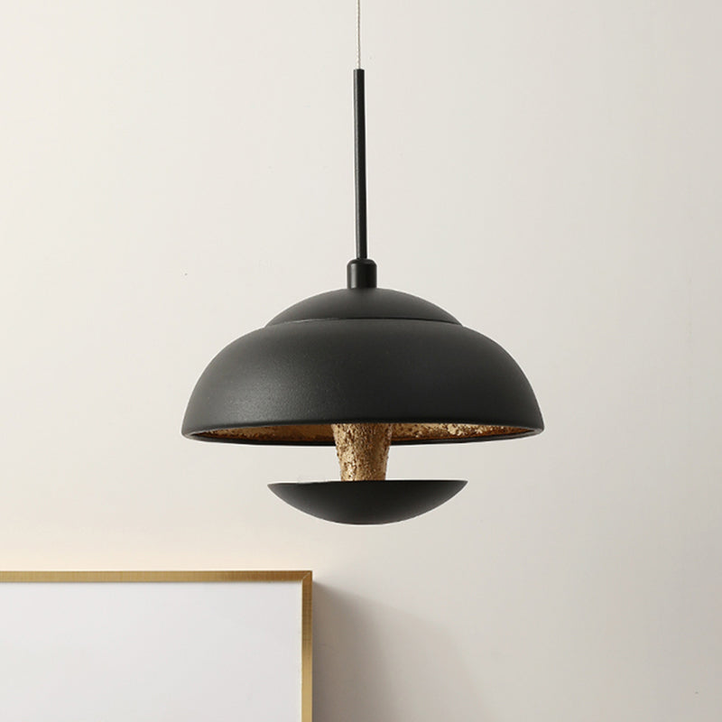 Nordic Bowled Iron Pendant Lamp LED Hanging Light Fixture in Black/White and Gold Inner over Table Clearhalo 'Ceiling Lights' 'Modern Pendants' 'Modern' 'Pendant Lights' 'Pendants' Lighting' 1456797