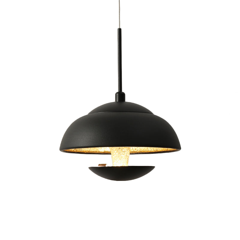 Nordic Bowled Iron Pendant Lamp LED Hanging Light Fixture in Black/White and Gold Inner over Table Clearhalo 'Ceiling Lights' 'Modern Pendants' 'Modern' 'Pendant Lights' 'Pendants' Lighting' 1456798