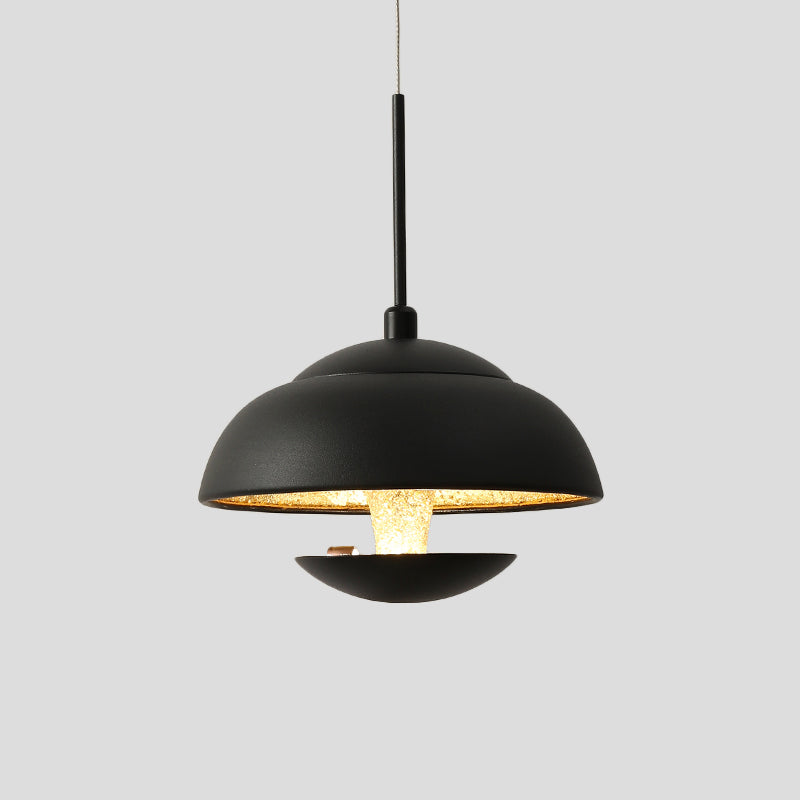 Nordic Bowled Iron Pendant Lamp LED Hanging Light Fixture in Black/White and Gold Inner over Table Clearhalo 'Ceiling Lights' 'Modern Pendants' 'Modern' 'Pendant Lights' 'Pendants' Lighting' 1456799