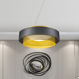 Metal 2 Layers Circle Hanging Light Modern White/Black-Gold 15"/18" Wide LED Drop Pendant with Mesh Screen and Acrylic Diffuser Black Clearhalo 'Ceiling Lights' 'Modern Pendants' 'Modern' 'Pendant Lights' 'Pendants' Lighting' 1456800