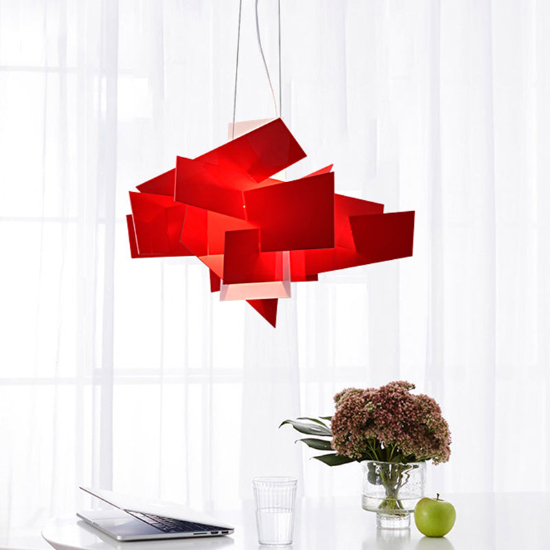 Artistry Spliced Acrylic Drop Pendant 2 Bulbs Multi Light Ceiling Light in White/Red for Living Room Clearhalo 'Ceiling Lights' 'Chandeliers' 'Modern Chandeliers' 'Modern' Lighting' 1456821