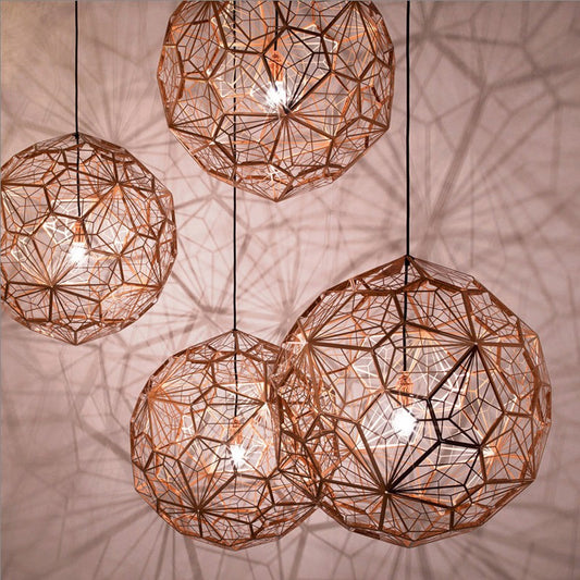 Hollowed Out Wire Sphere Pendant Lighting Modern Stylish Stainless Steel Rose Gold/Chrome Hanging Lamp Kit Rose Gold Clearhalo 'Ceiling Lights' 'Modern Pendants' 'Modern' 'Pendant Lights' 'Pendants' Lighting' 1456853