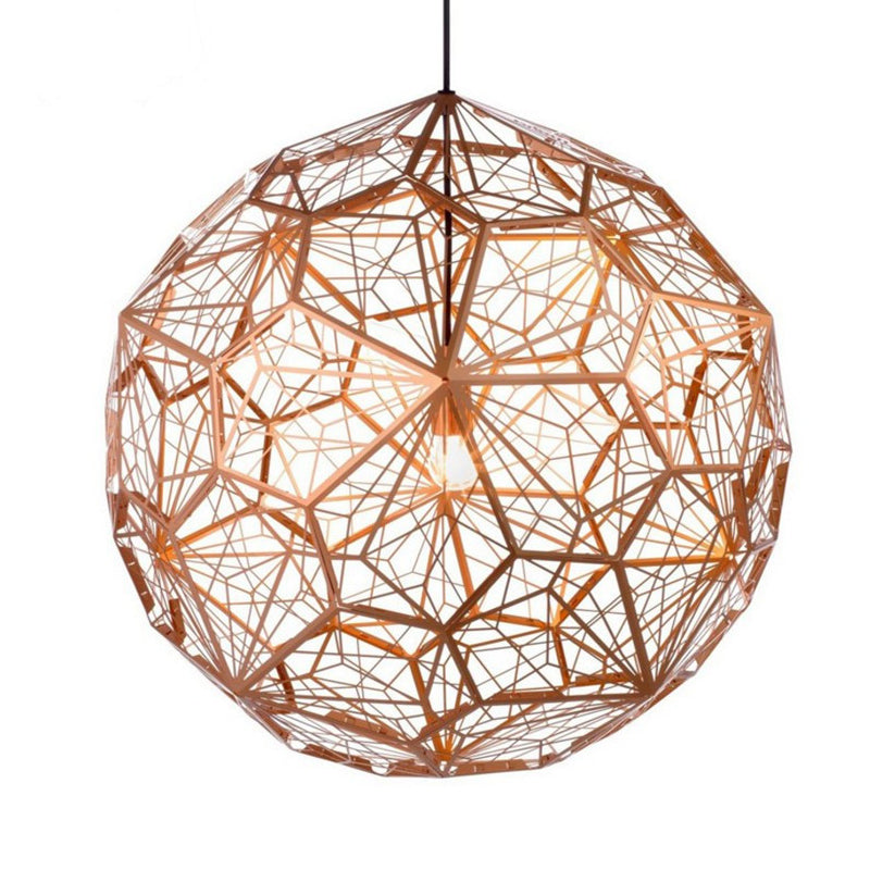 Hollowed Out Wire Sphere Pendant Lighting Modern Stylish Stainless Steel Rose Gold/Chrome Hanging Lamp Kit Clearhalo 'Ceiling Lights' 'Modern Pendants' 'Modern' 'Pendant Lights' 'Pendants' Lighting' 1456856