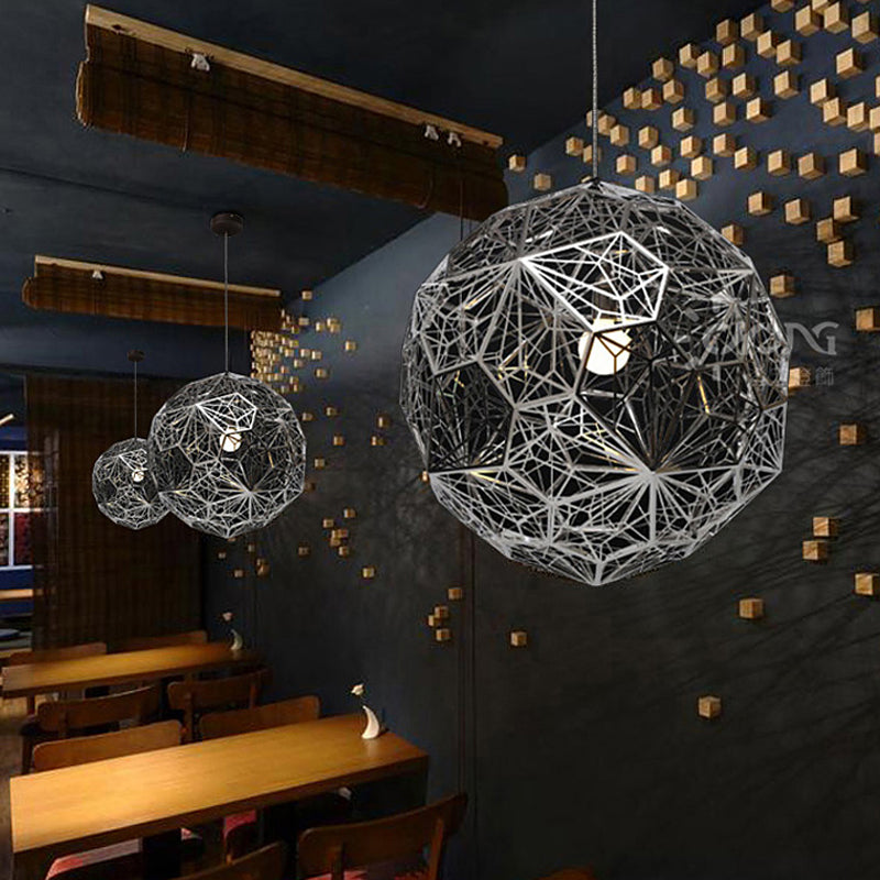 Hollowed Out Wire Sphere Pendant Lighting Modern Stylish Stainless Steel Rose Gold/Chrome Hanging Lamp Kit Clearhalo 'Ceiling Lights' 'Modern Pendants' 'Modern' 'Pendant Lights' 'Pendants' Lighting' 1456859