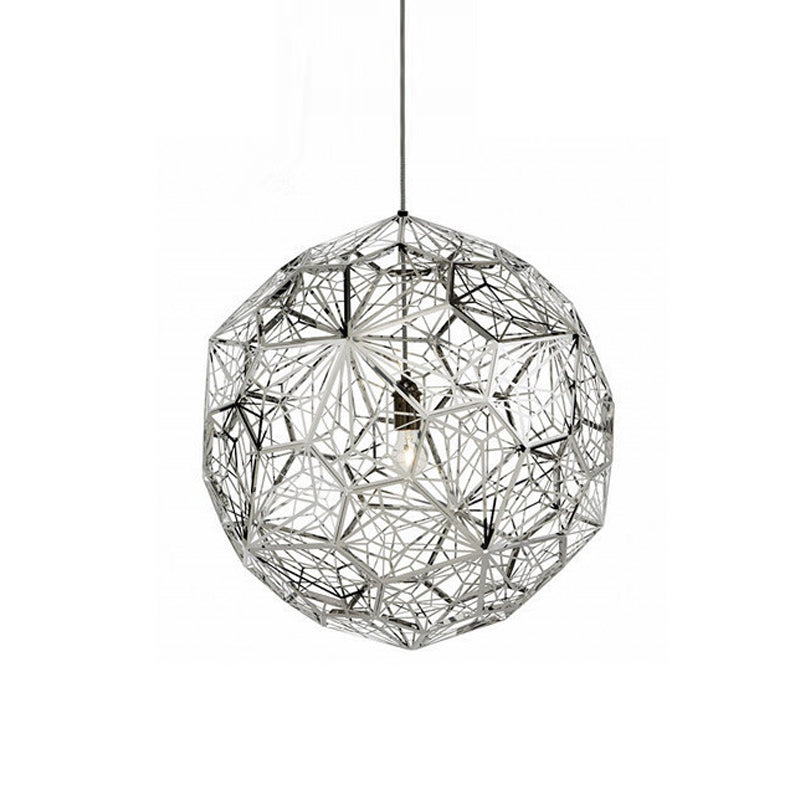 Hollowed Out Wire Sphere Pendant Lighting Modern Stylish Stainless Steel Rose Gold/Chrome Hanging Lamp Kit Clearhalo 'Ceiling Lights' 'Modern Pendants' 'Modern' 'Pendant Lights' 'Pendants' Lighting' 1456860