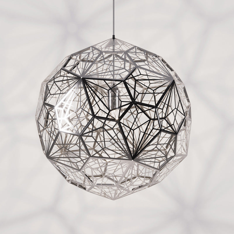 Hollowed Out Wire Sphere Pendant Lighting Modern Stylish Stainless Steel Rose Gold/Chrome Hanging Lamp Kit Clearhalo 'Ceiling Lights' 'Modern Pendants' 'Modern' 'Pendant Lights' 'Pendants' Lighting' 1456861