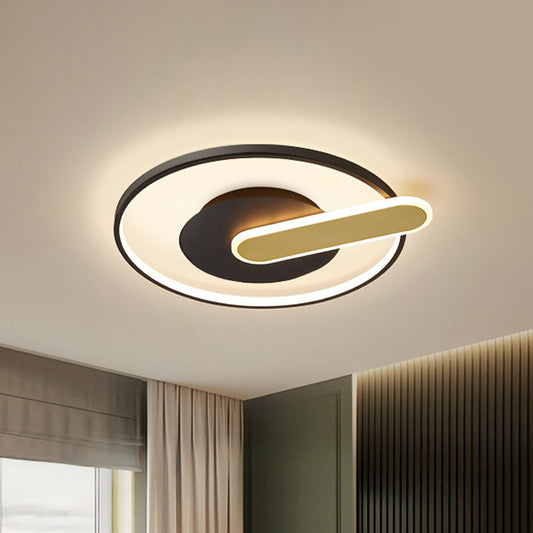 Thin Button Shaped Ceiling Light Modernism Acrylic Black/White and Gold LED Flush Mount Lighting Black-Gold Clearhalo 'Ceiling Lights' 'Close To Ceiling Lights' 'Close to ceiling' 'Flush mount' Lighting' 1456880