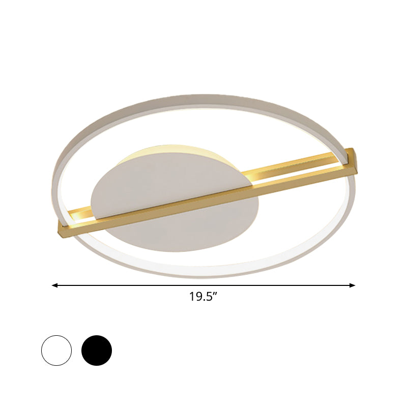 Minimalist LED Flush Mount Lighting Acrylic Black/White Circular Thin Ceiling Light with Gold Hoop Guard Clearhalo 'Ceiling Lights' 'Close To Ceiling Lights' 'Close to ceiling' 'Flush mount' Lighting' 1456888