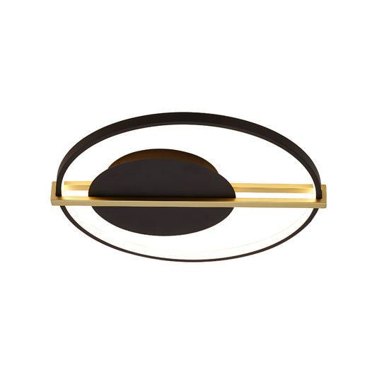 Minimalist LED Flush Mount Lighting Acrylic Black/White Circular Thin Ceiling Light with Gold Hoop Guard Clearhalo 'Ceiling Lights' 'Close To Ceiling Lights' 'Close to ceiling' 'Flush mount' Lighting' 1456892