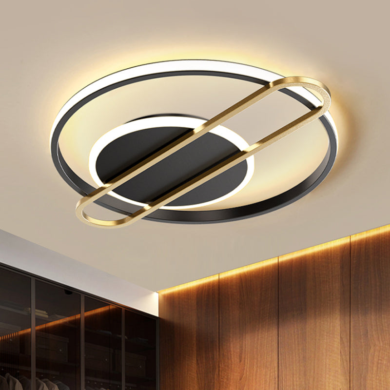 Black/Gold/White Circle Thin Flush Mount Modernist Aluminum 16.5"/20.5" Wide LED Ceiling Flush Light Fixture Black Clearhalo 'Ceiling Lights' 'Close To Ceiling Lights' 'Close to ceiling' 'Flush mount' Lighting' 1456899