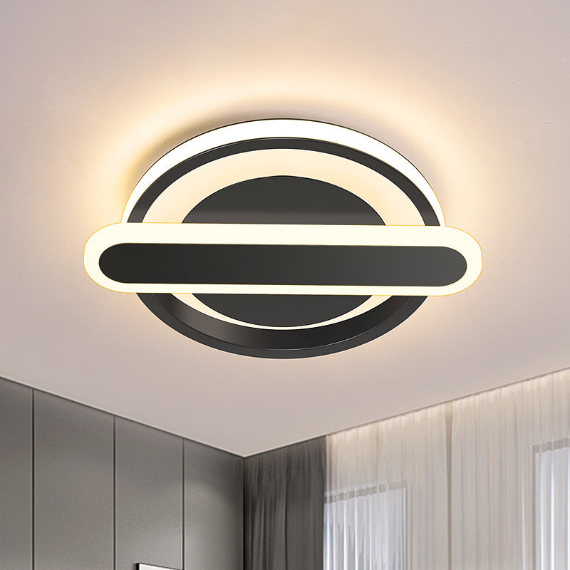 Small Circle and Oval Flushmount Modern Metal Black/White/Gold LED Ceiling Lighting for Corridor Clearhalo 'Ceiling Lights' 'Close To Ceiling Lights' 'Close to ceiling' 'Flush mount' Lighting' 1456928