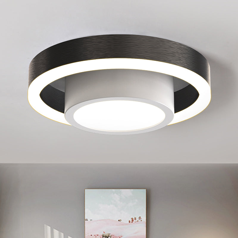 Dual Hoop Small Acrylic Ceiling Flush Nordic Black/Coffee/Gold LED Flush Mount Lighting for Hallway Black Clearhalo 'Ceiling Lights' 'Close To Ceiling Lights' 'Close to ceiling' 'Flush mount' Lighting' 1456940