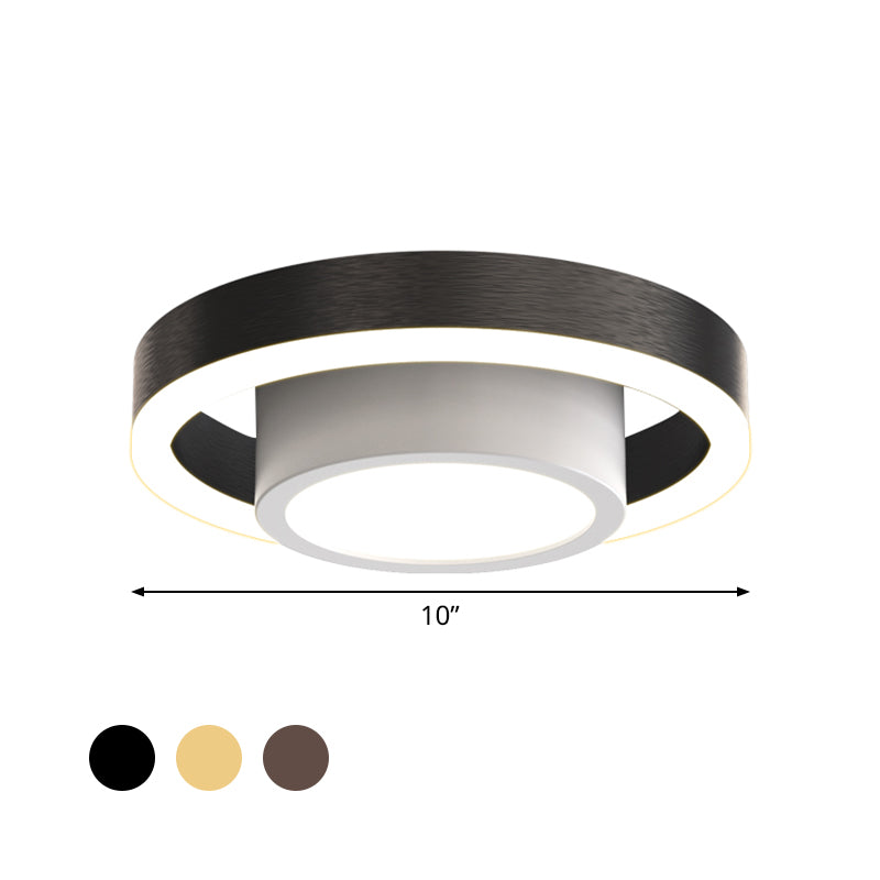 Dual Hoop Small Acrylic Ceiling Flush Nordic Black/Coffee/Gold LED Flush Mount Lighting for Hallway Clearhalo 'Ceiling Lights' 'Close To Ceiling Lights' 'Close to ceiling' 'Flush mount' Lighting' 1456944