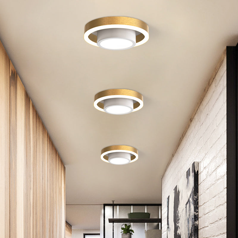 Dual Hoop Small Acrylic Ceiling Flush Nordic Black/Coffee/Gold LED Flush Mount Lighting for Hallway Clearhalo 'Ceiling Lights' 'Close To Ceiling Lights' 'Close to ceiling' 'Flush mount' Lighting' 1456946