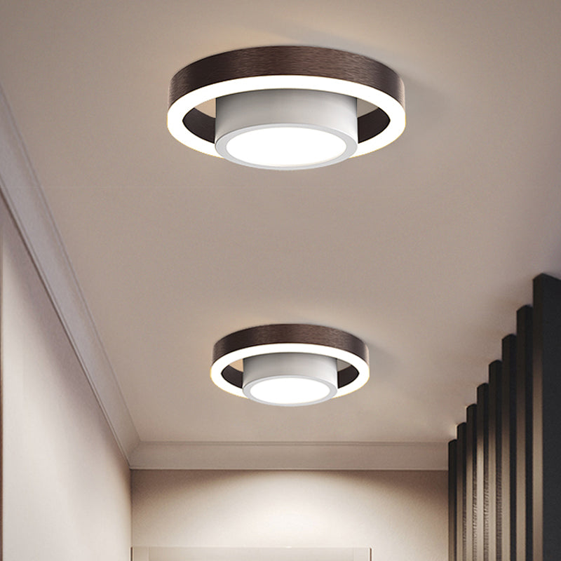 Dual Hoop Small Acrylic Ceiling Flush Nordic Black/Coffee/Gold LED Flush Mount Lighting for Hallway Coffee Clearhalo 'Ceiling Lights' 'Close To Ceiling Lights' 'Close to ceiling' 'Flush mount' Lighting' 1456949