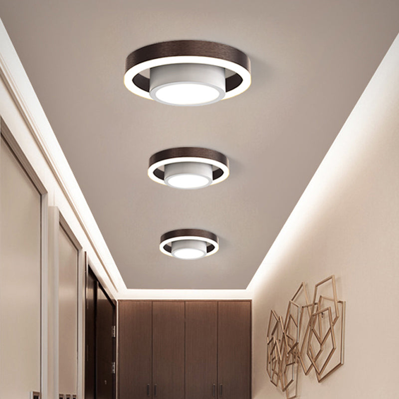 Dual Hoop Small Acrylic Ceiling Flush Nordic Black/Coffee/Gold LED Flush Mount Lighting for Hallway Clearhalo 'Ceiling Lights' 'Close To Ceiling Lights' 'Close to ceiling' 'Flush mount' Lighting' 1456950