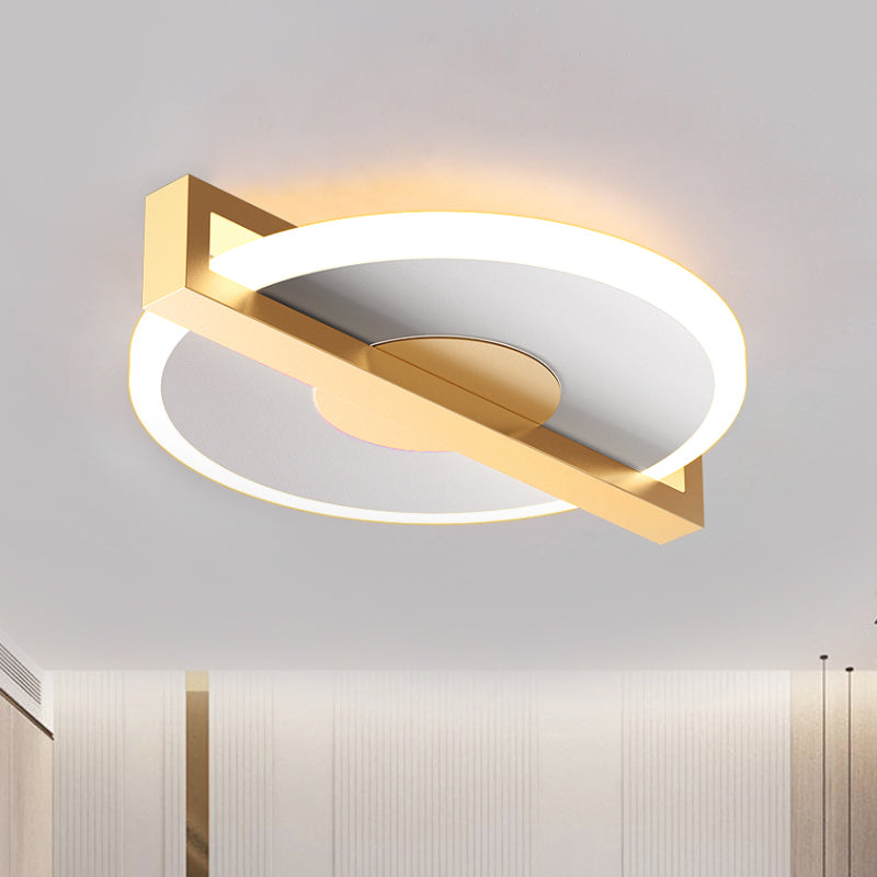 Small Disk Thin Flush Light Fixture Retro Style Metal Black/White and Gold LED Close to Ceiling Lamp White-Gold Clearhalo 'Ceiling Lights' 'Close To Ceiling Lights' 'Close to ceiling' 'Flush mount' Lighting' 1456958